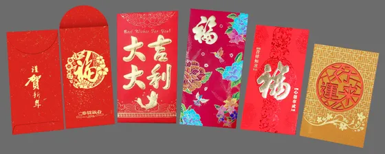Printed paper goods including red envelopes
